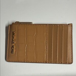 Michael Kors Brown Croc Embossed Card Holder
